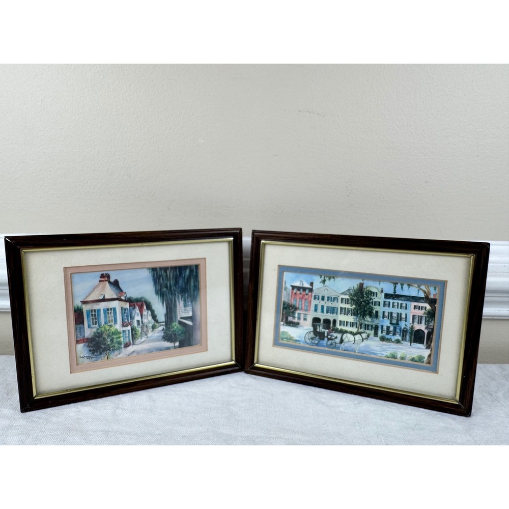 Betty Schack Charleston SC Framed Prints Rainbow Row & Early Morning Pair MCM